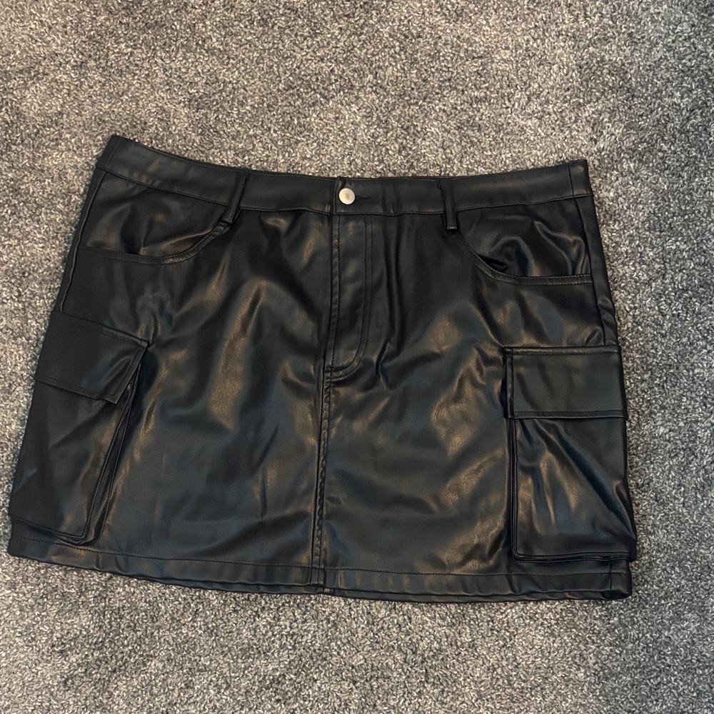Fashion Nova Sleek Black Leather Skirt